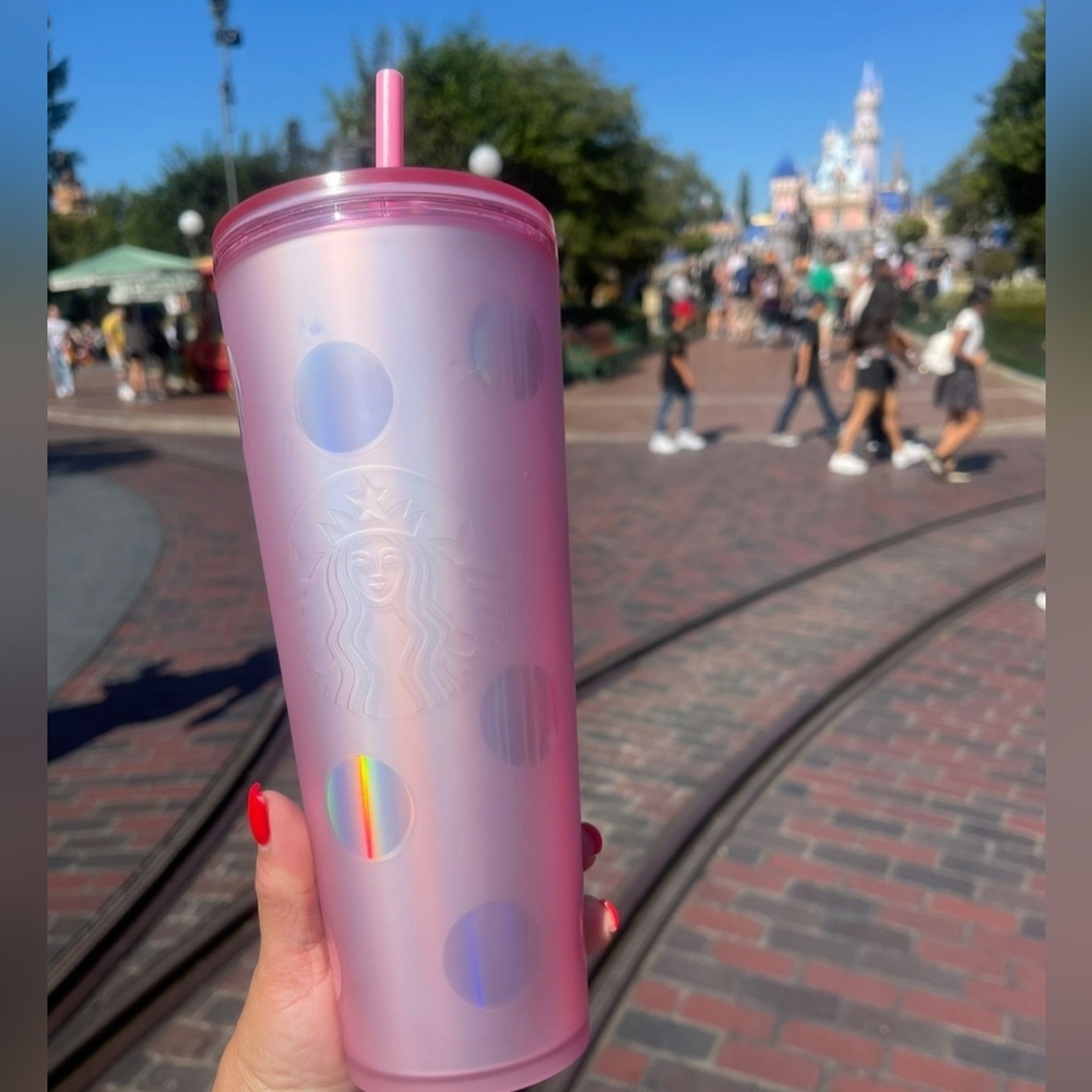 Starbucks New Disneyland Pink Mickey Mouse Polkadot Tumbler Cold Cup Venti 24oz